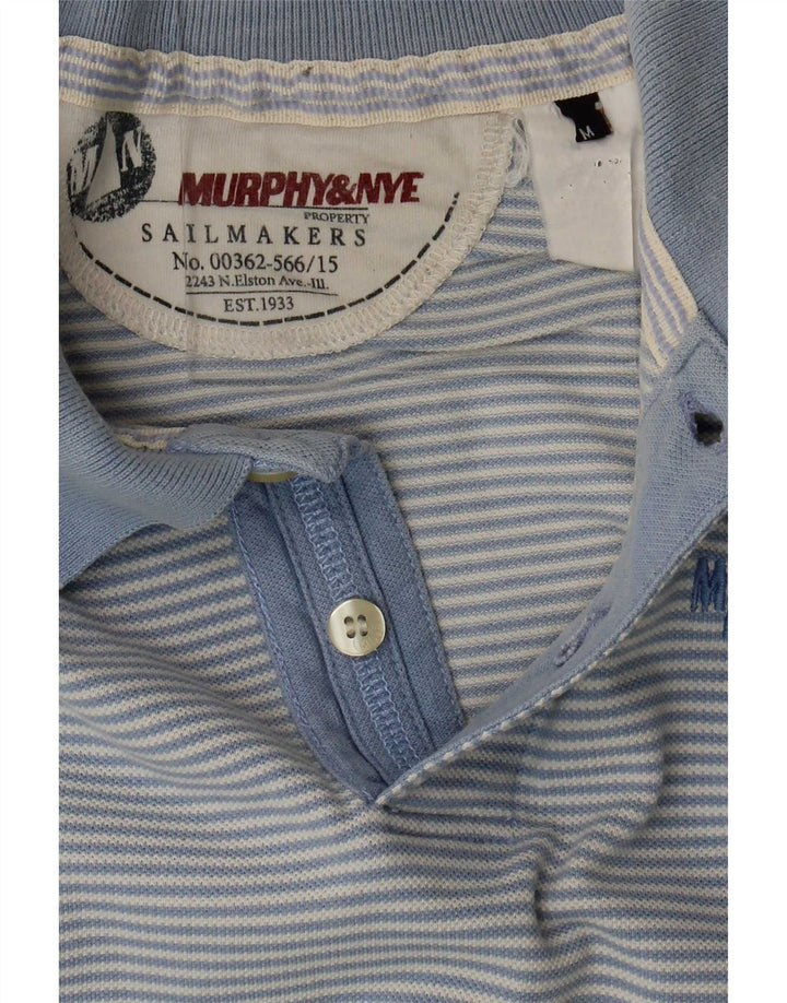Murphy & Nye Mens Polo Shirt Medium Blue Pinstripe