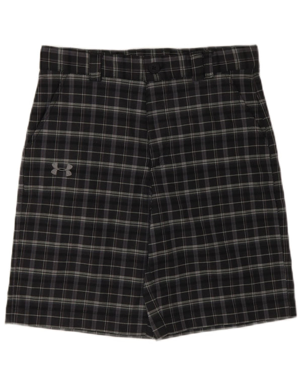 UNDER ARMOUR Boys Chino Shorts 11-12 Years Large W26 Grey Check Polyester