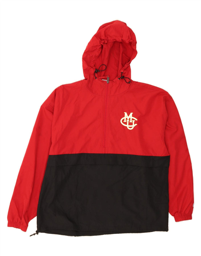 CHAMPION Mens Hooded Pullover Rain Jacket UK 42 XL Red Colourblock Vintage Champion and Second-Hand Champion from Messina Hembry 