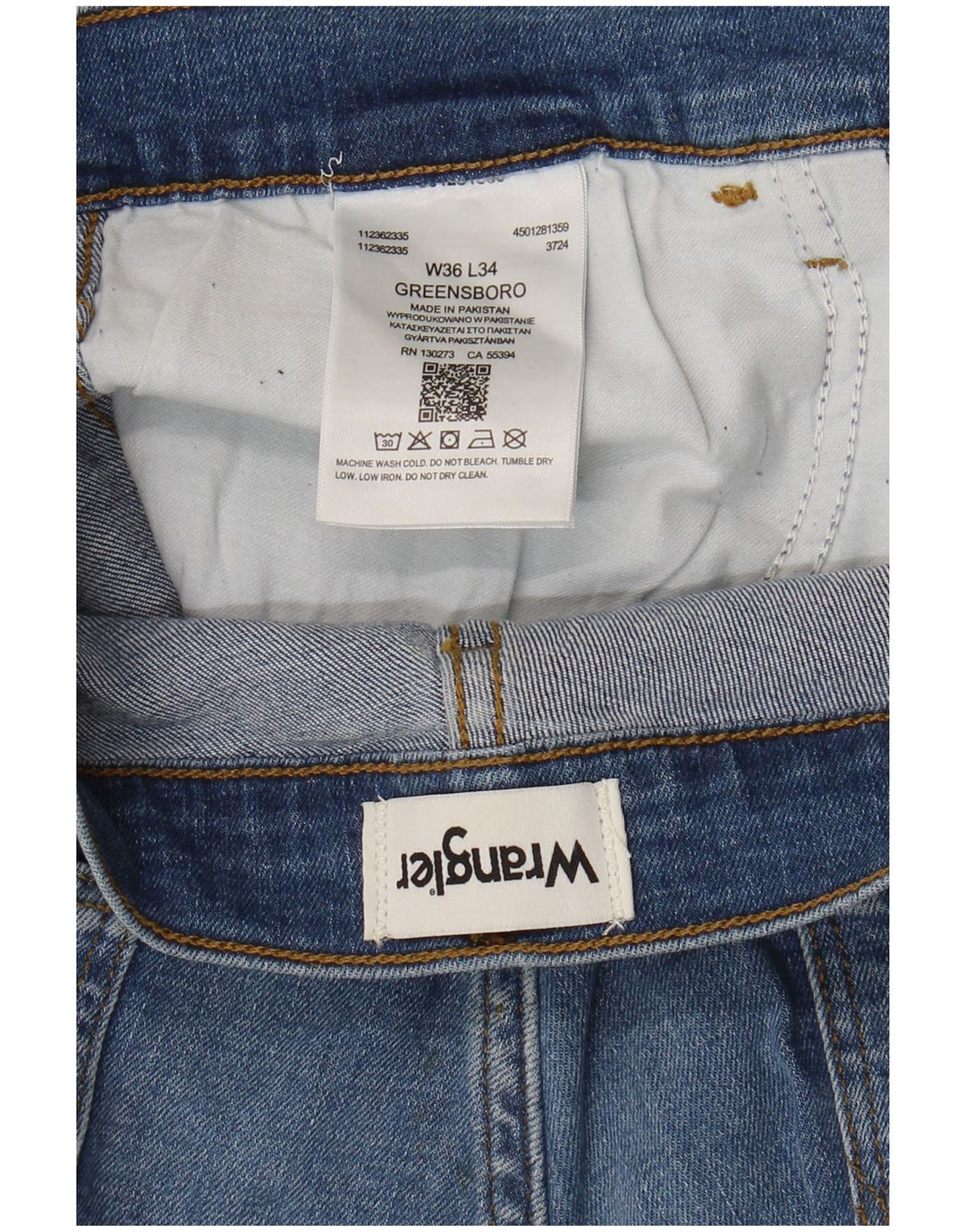 Wrangler Mens Greensboro Straight Jeans W36 L34 Blue Cotton