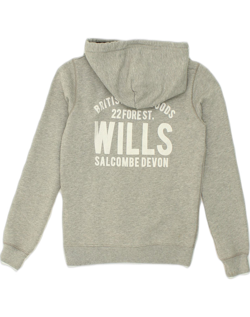 JACK WILLS Womens Graphic Hoodie Jumper UK 10 Small Grey Polyester | Vintage Jack Wills | Thrift | Second-Hand Jack Wills | Used Clothing | Messina Hembry 