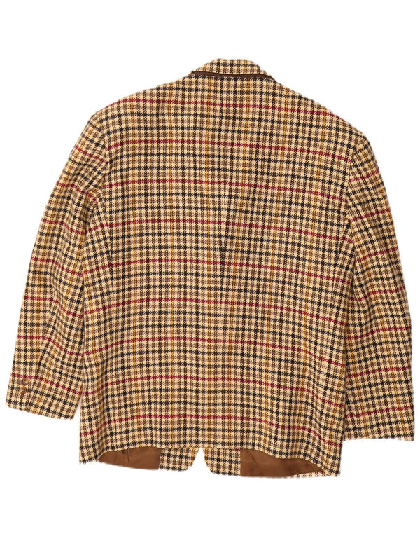 BYBLOS Mens 2 Button Blazer Jacket IT 52 XL Beige Houndstooth Wool