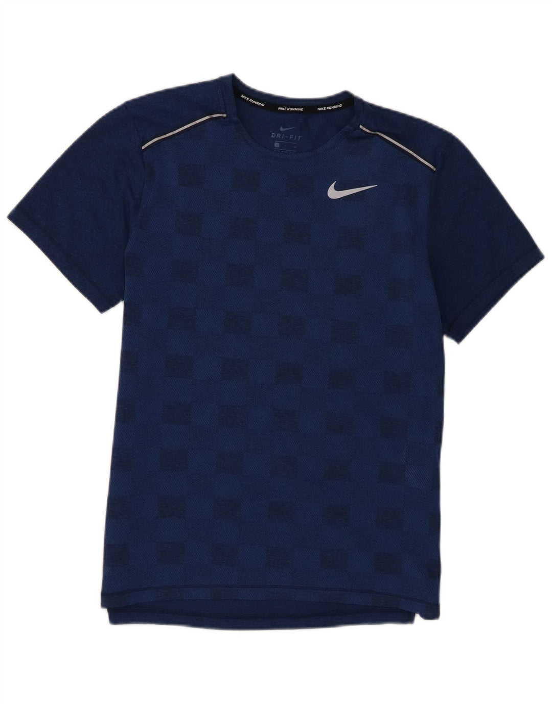 Nike Mens Dri Fit T-Shirt Top Small Navy Blue Geometric Polyester