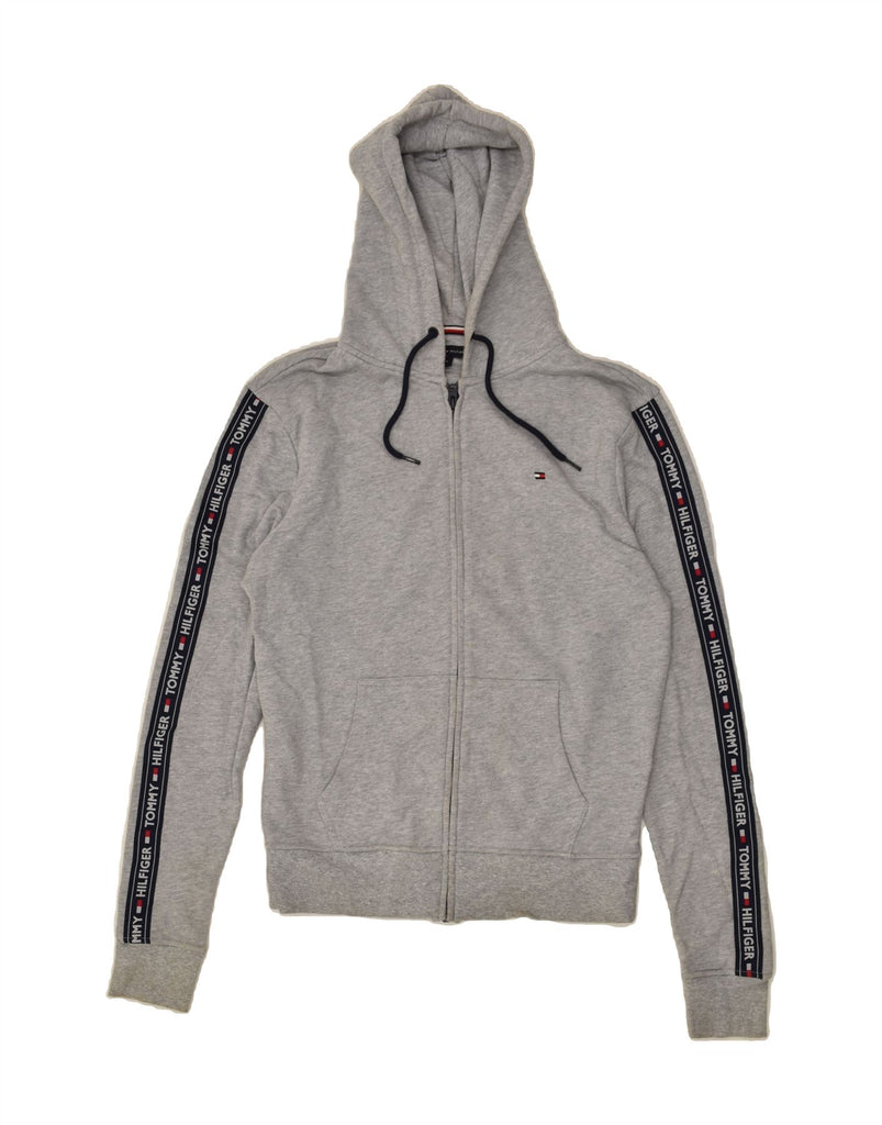 TOMMY HILFIGER Mens Graphic Zip Hoodie Sweater Medium Grey Cotton | Vintage Tommy Hilfiger | Thrift | Second-Hand Tommy Hilfiger | Used Clothing | Messina Hembry 