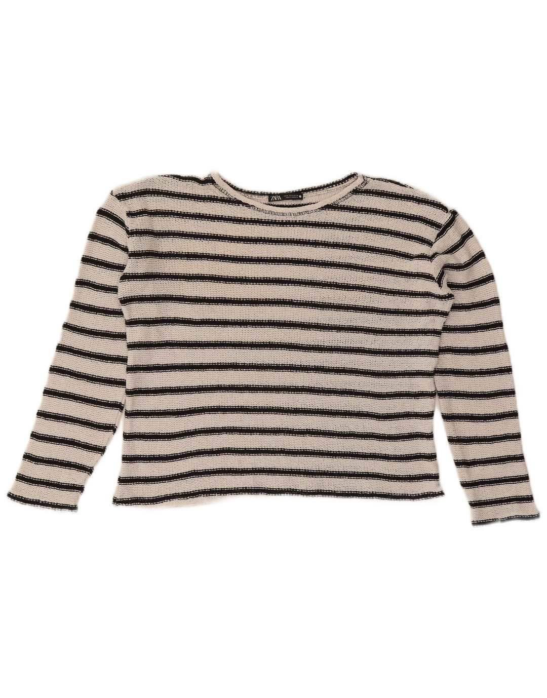 Zara Womens Oversized Crop Top UK 10 Small White Striped