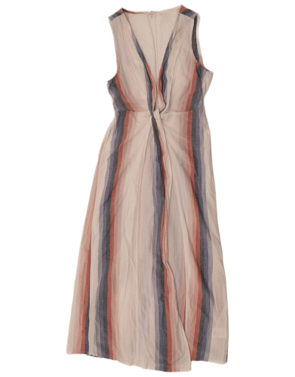 O'Neill Womens Sleeveless Maxi Dress UK 10 Small White Striped Viscose