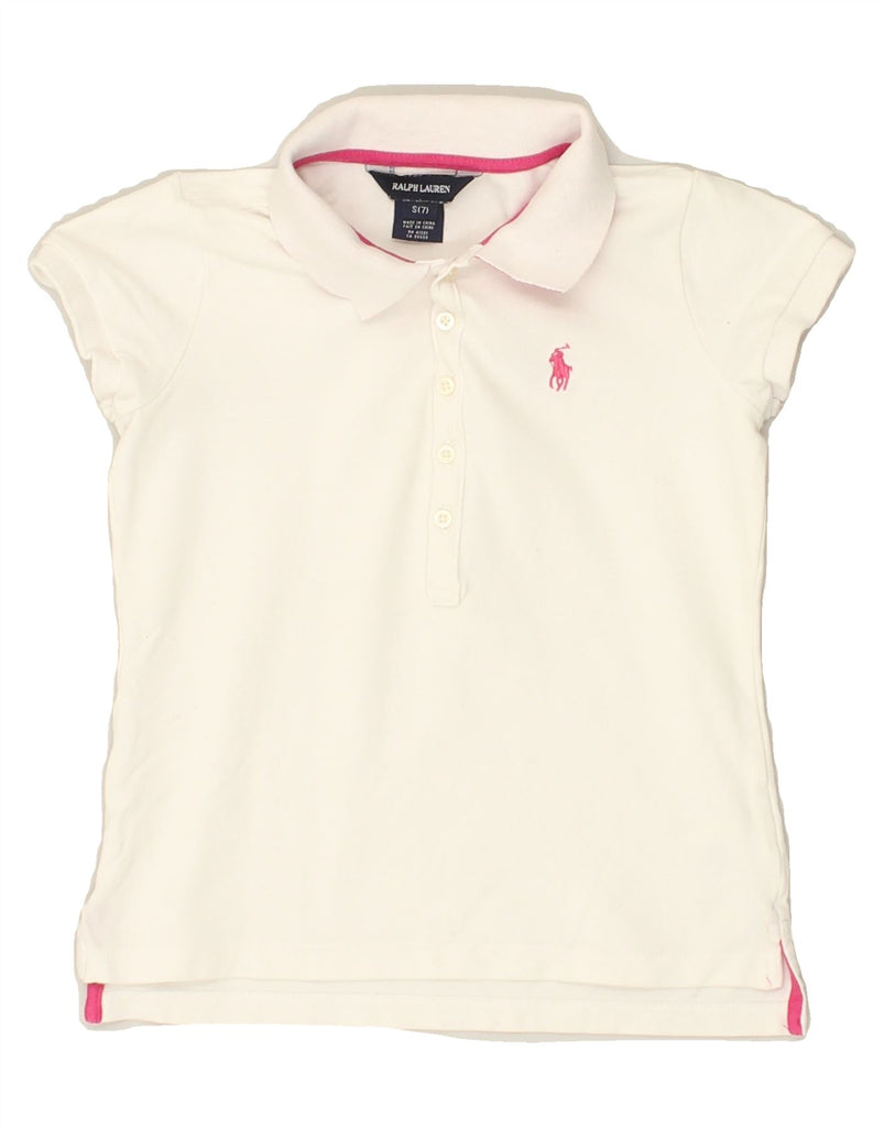 RALPH LAUREN Girls Polo Shirt 6-7 Years Small White Cotton | Vintage Ralph Lauren | Thrift | Second-Hand Ralph Lauren | Used Clothing | Messina Hembry 