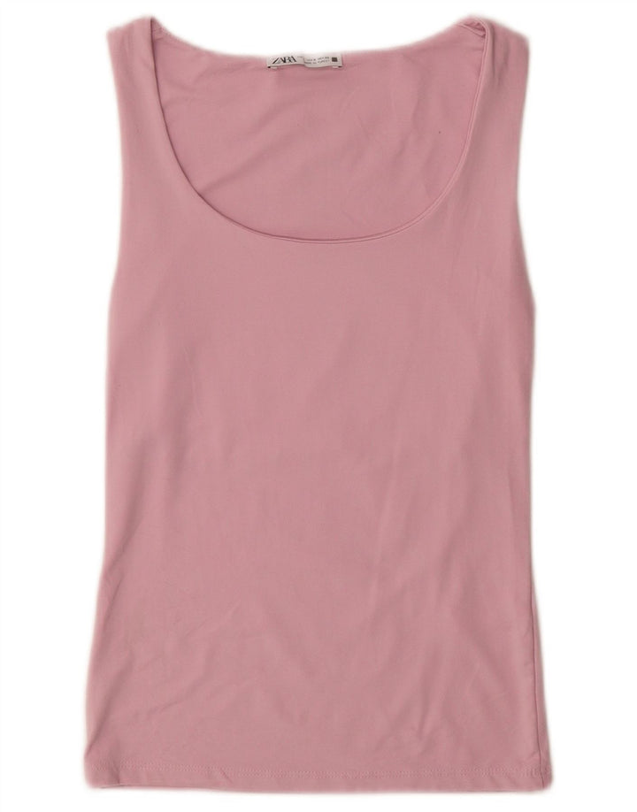 Zara Womens Vest Top UK 10 Small Pink Polyamide