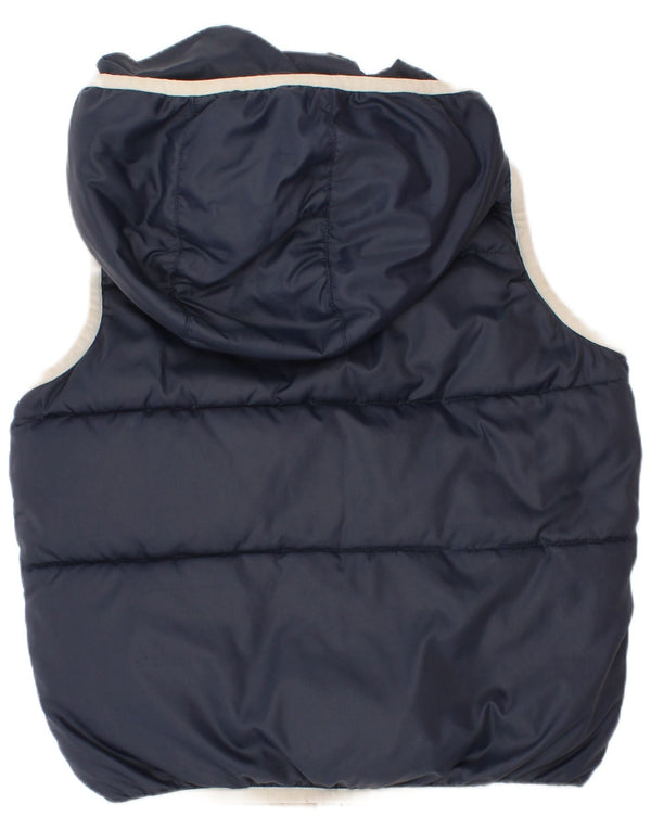 Benetton Boys Hooded Padded Gilet 6-7 Years Small  Navy Blue Polyester