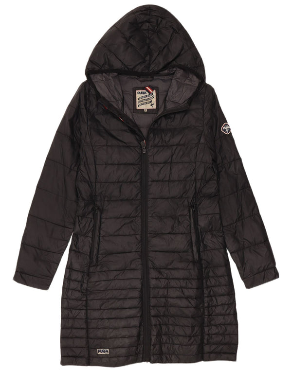 Puffa Womens Hooded Padded Coat UK 8 Small Black Nylon