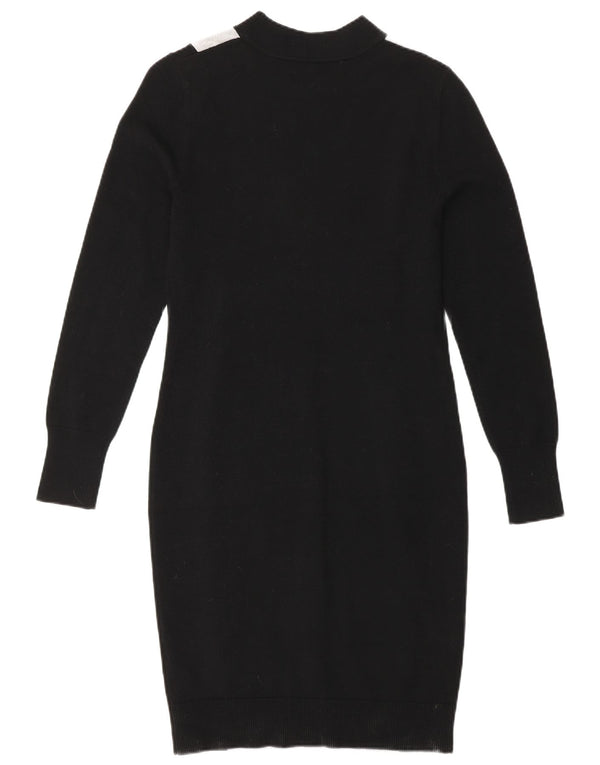 Karen Millen Womens Long Sleeve Jumper Dress UK 12 Medium Black Colourblock