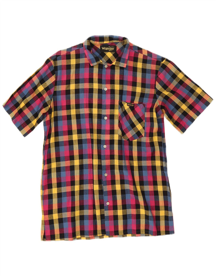 Wrangler Mens Short Sleeve Shirt Size 37 14 1/2 Small Multicoloured Gingham