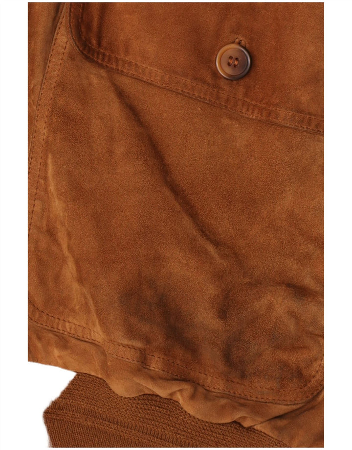 Vintage Mens Suede Bomber Jacket IT 58 4XL Brown Leather