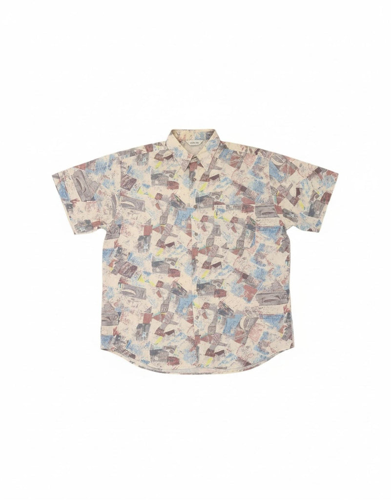 VINTAGE Mens Short Sleeve Shirt Large Multicoloured Geometric Polyester Vintage Vintage and Second-Hand Vintage from Messina Hembry 