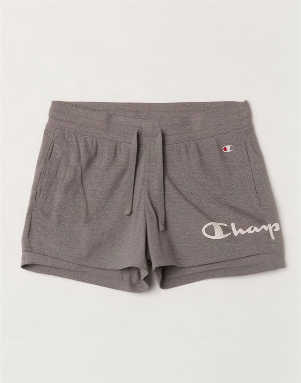 Champion Womens Graphic Sport Shorts UK 6 XS Grey Flecked