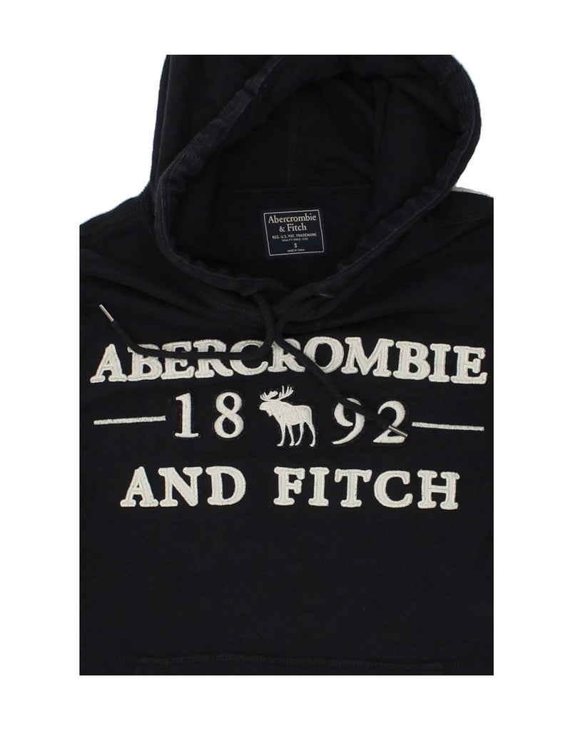 ABERCROMBIE & FITCH Womens Graphic Hoodie Jumper UK 10 Small Navy Blue | Vintage Abercrombie & Fitch | Thrift | Second-Hand Abercrombie & Fitch | Used Clothing | Messina Hembry 