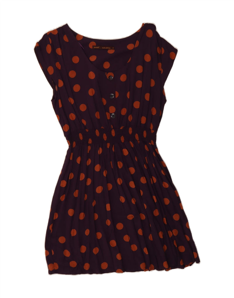 NEXT Womens A-Line Dress UK 14 Medium  Burgundy Polka Dot Viscose Vintage Next and Second-Hand Next from Messina Hembry 