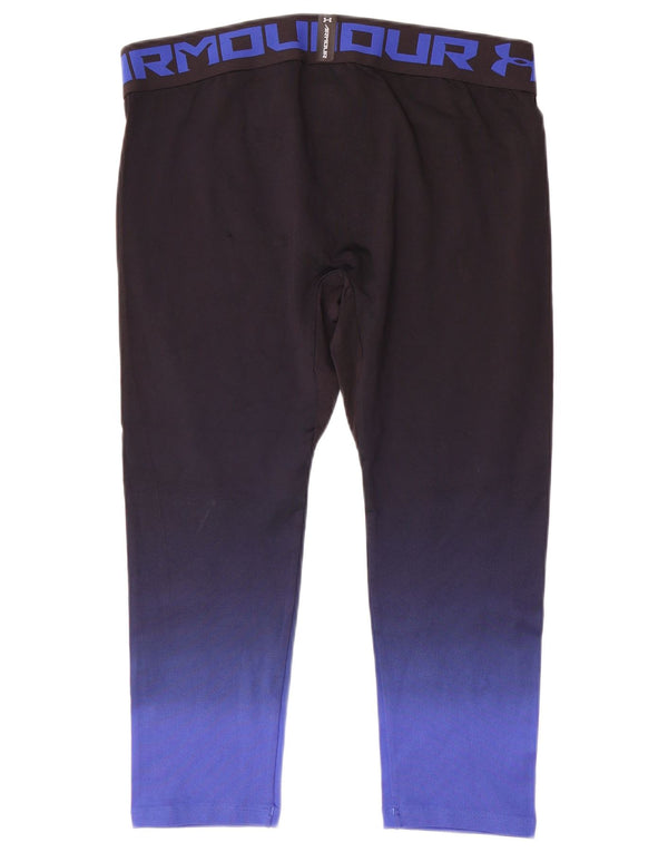 Under Armour Womens Heat Gear Crop Leggings UK 20 2XL Black Colourblock
