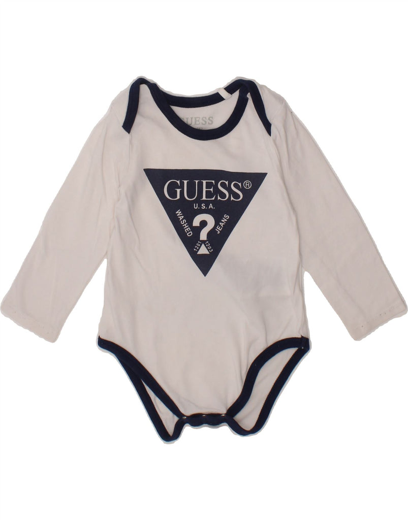 GUESS Baby Boys Graphic Long Sleeve Bodysuit 6-9 Months White Cotton Vintage Guess and Second-Hand Guess from Messina Hembry 
