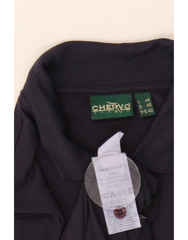 Chervo Womens Sleeveless Polo Shirt IT 46 Large Navy Blue Polyamide
