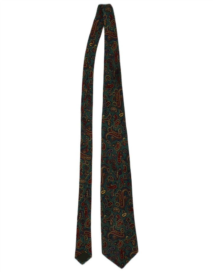 Gilberto Mens Tie One Size Green Paisley Silk Classic