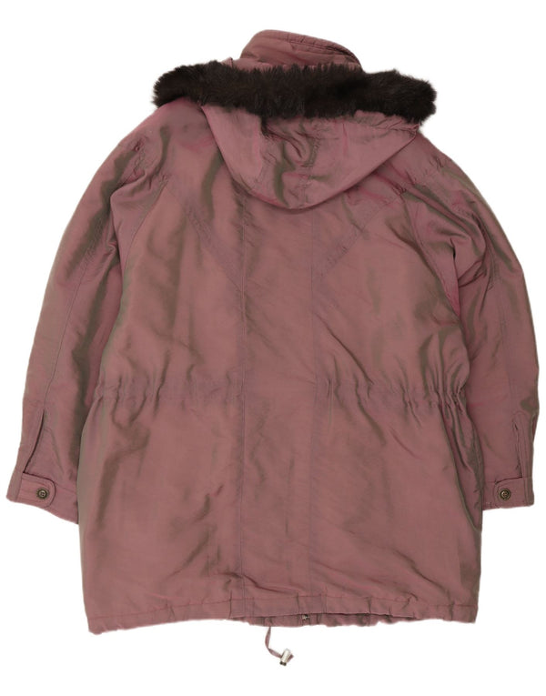 Vintage Womens Hooded Oversized Parka Jacket EU 44 XL Pink