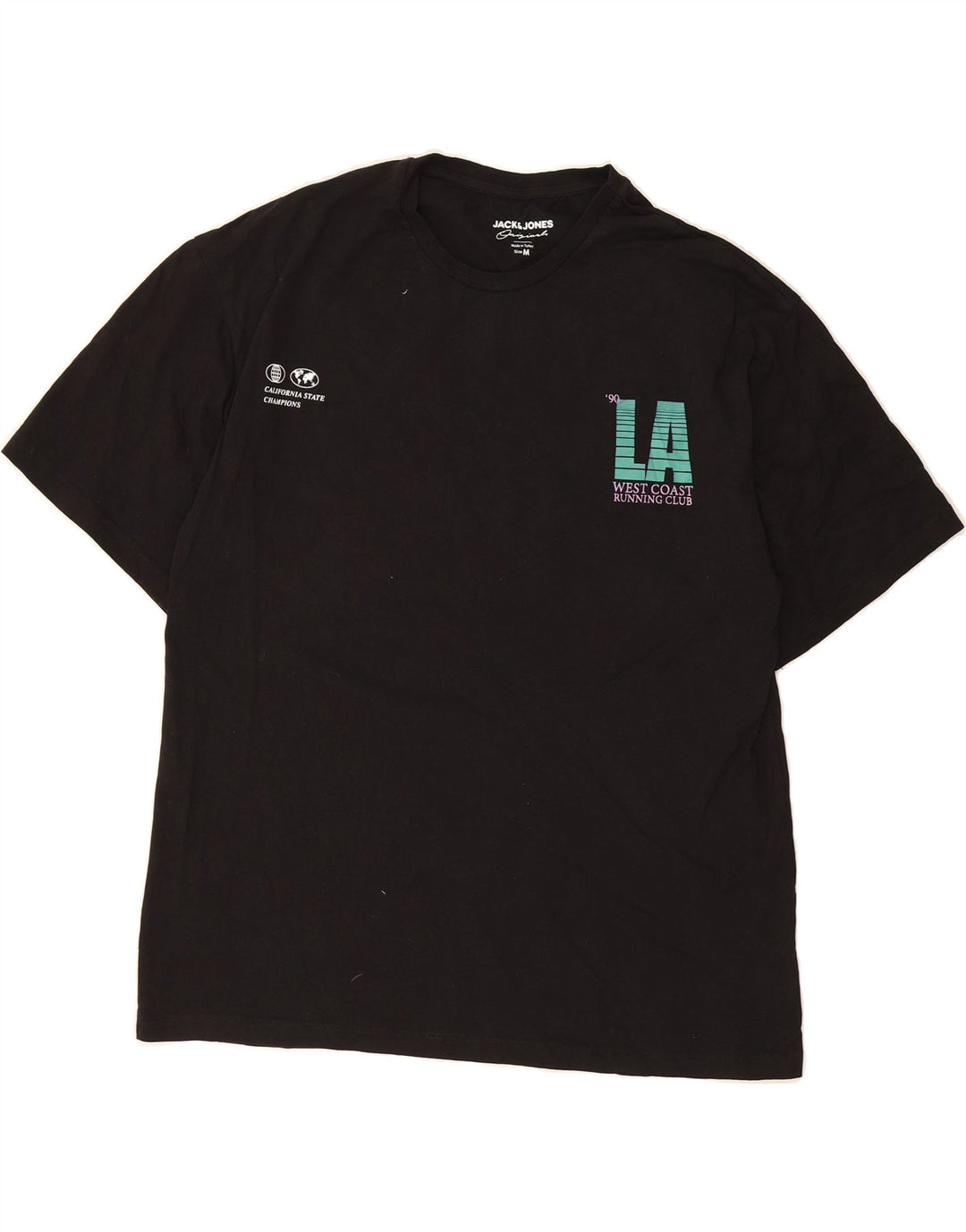 JACK & JONES Mens Graphic T-Shirt Top Medium Black Cotton Vintage Jack & Jones and Second-Hand Jack & Jones from Messina Hembry 