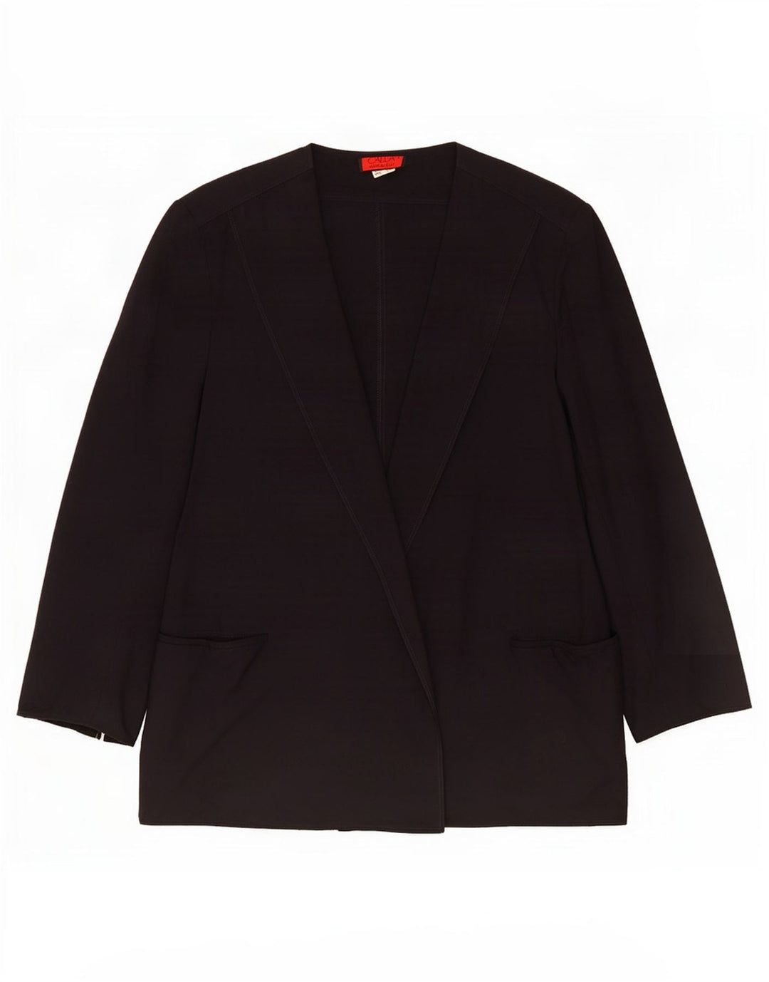 Vintage Womens Loose Fit Open Blazer Jacket IT 46 Large Navy Blue Wool