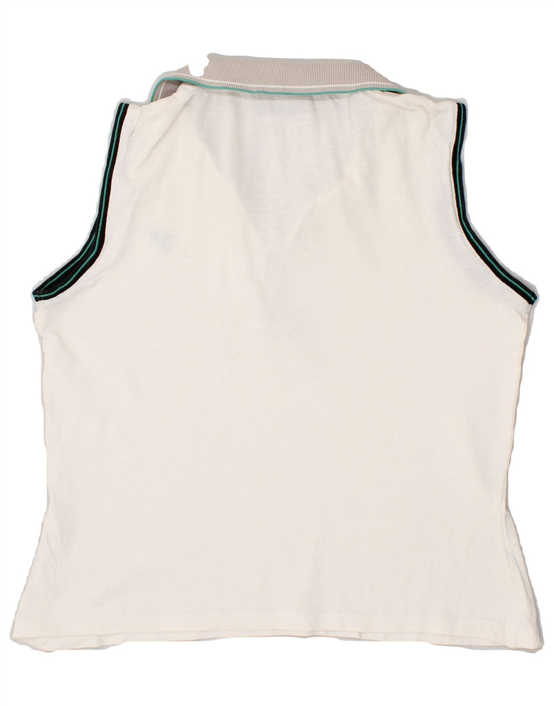 TRUSSARDI Womens Sleeveless Polo Shirt UK 16 Large White Cotton | Vintage Trussardi | Thrift | Second-Hand Trussardi | Used Clothing | Messina Hembry 
