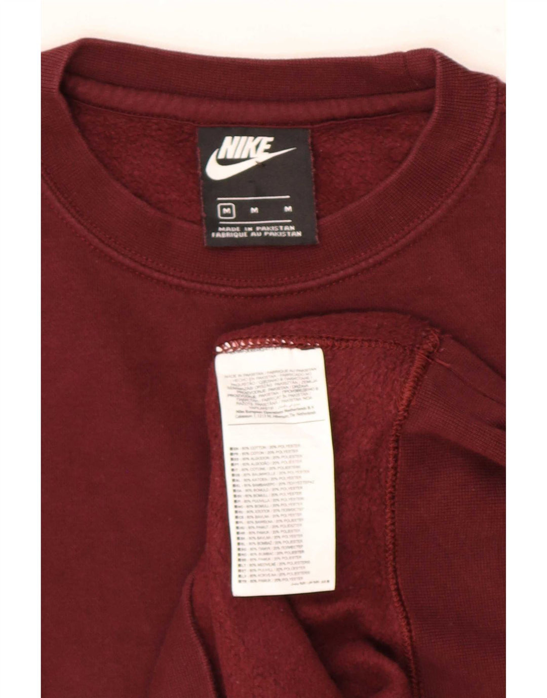 Nike Mens Sweatshirt Jumper Medium Burgundy Cotton