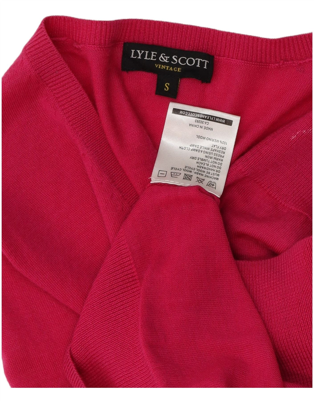 Lyle & Scott Womens V-Neck Jumper Sweater UK 10 Small Pink Merino Wool