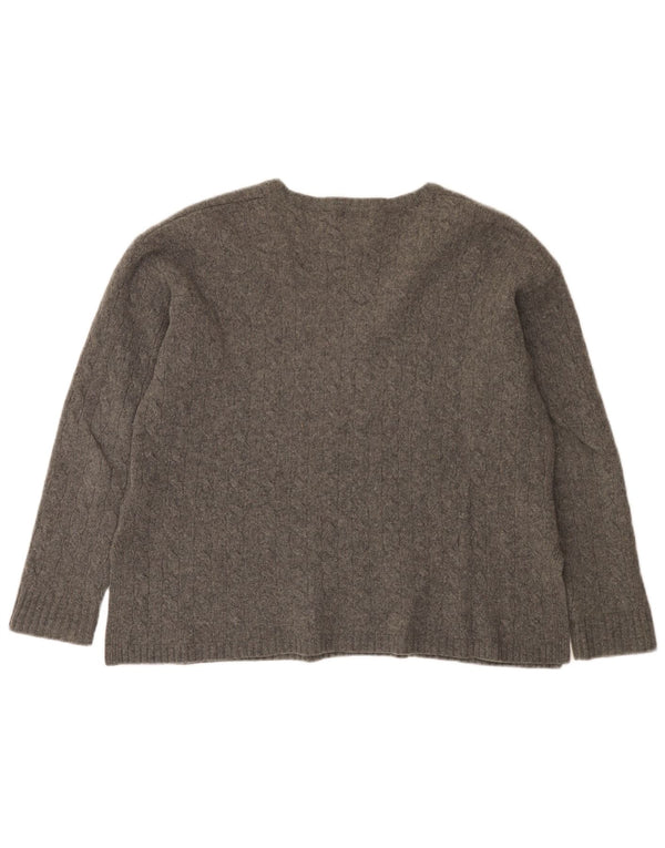 Polo Ralph Lauren Womens V-Neck Jumper Sweater UK 16 Large Grey Wool