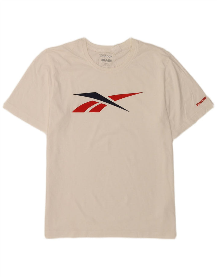 Reebok Mens Graphic T-Shirt Top Medium White Cotton