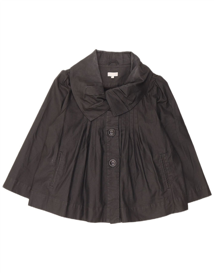 Topshop Womens 3/4 Sleeve Bomber Jacket UK 14 Large  Black Cotton