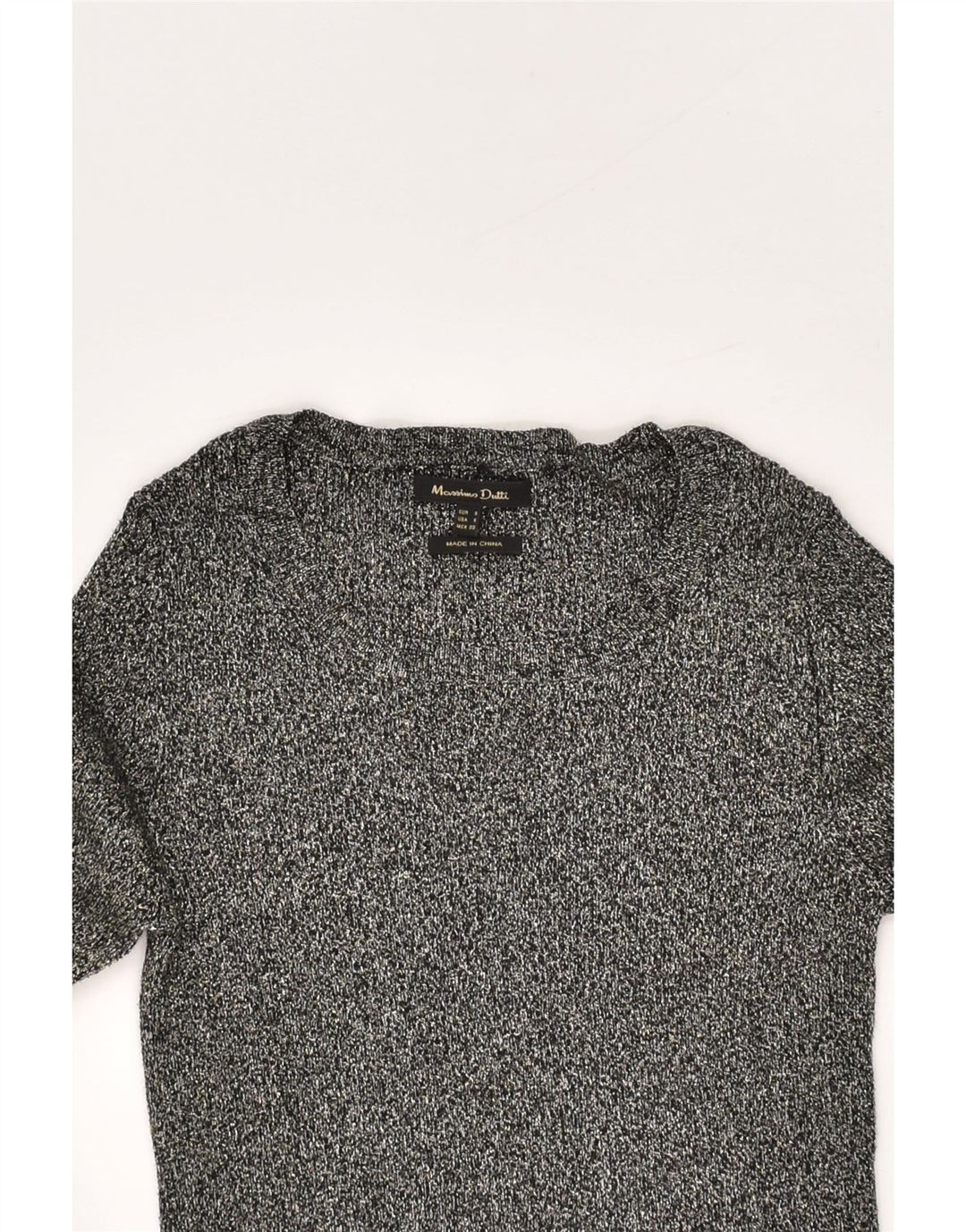MASSIMO DUTTI Womens Boat Neck Jumper Sweater UK 8 Small Grey Flecked Vintage Massimo Dutti and Second-Hand Massimo Dutti from Messina Hembry 