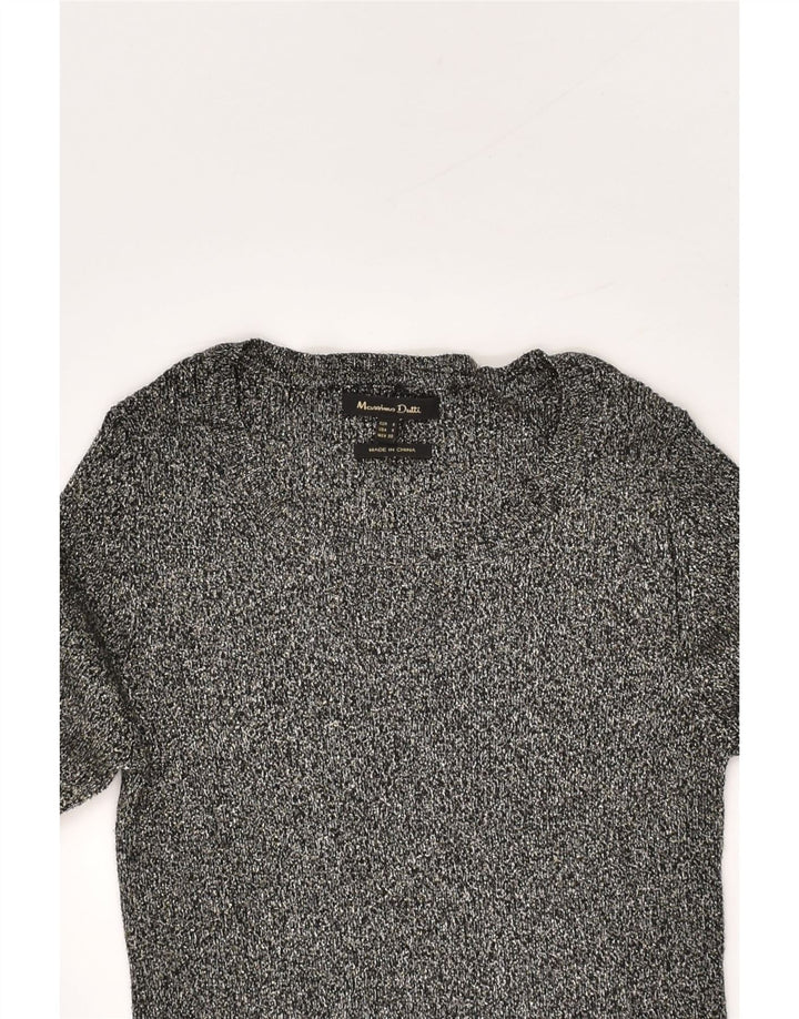 MASSIMO DUTTI Womens Boat Neck Jumper Sweater UK 8 Small Grey Flecked Vintage Massimo Dutti and Second-Hand Massimo Dutti from Messina Hembry 