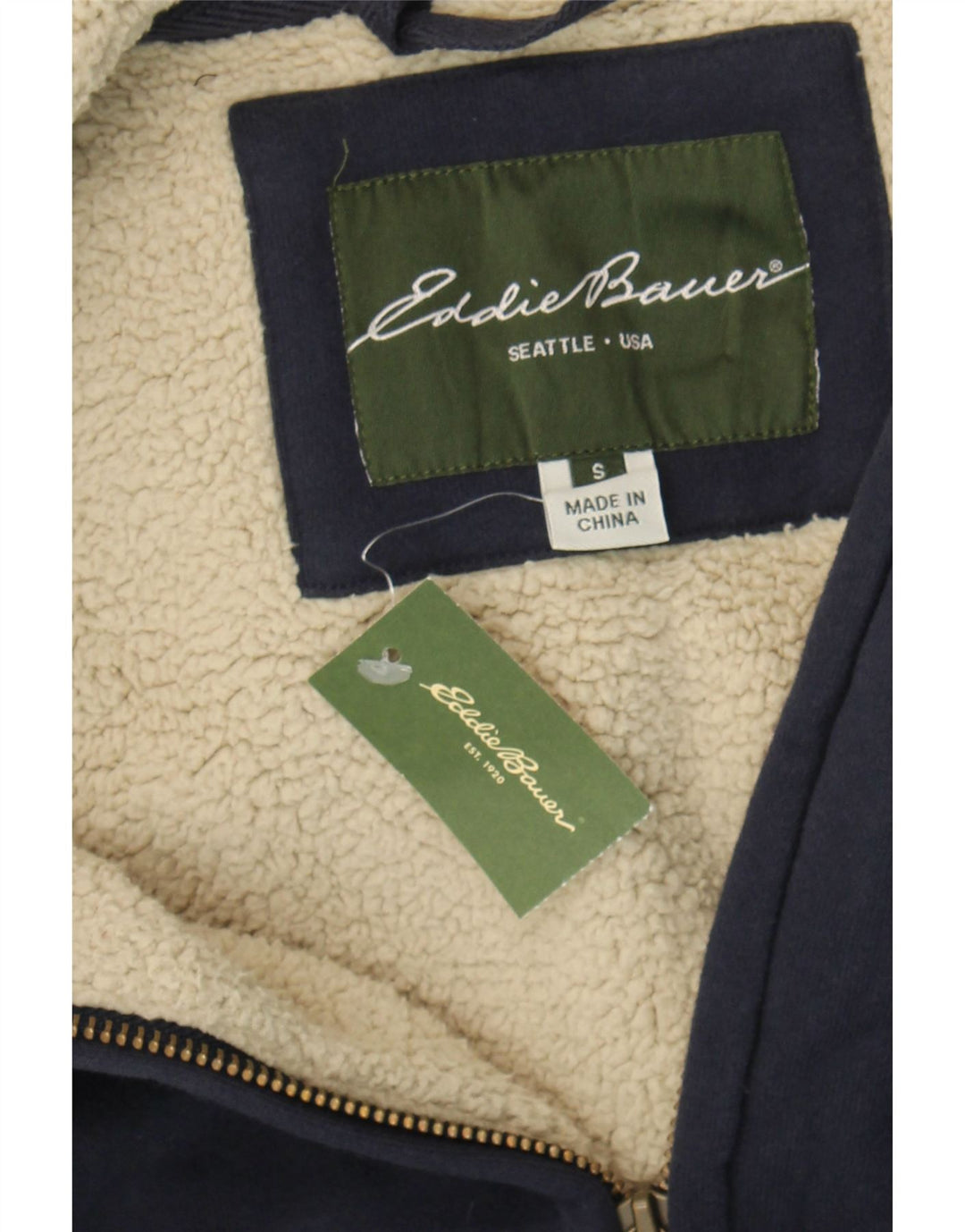 EDDIE BAUER Mens Zip Hoodie Sweater Small Navy Blue Cotton Vintage Eddie Bauer and Second-Hand Eddie Bauer from Messina Hembry 