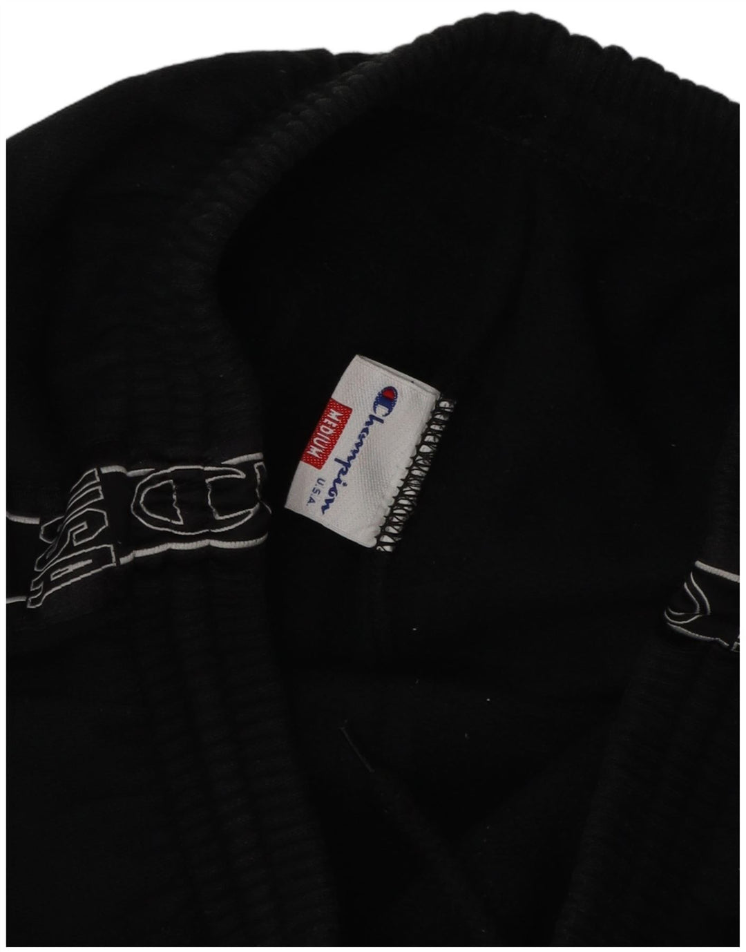 CHAMPION Mens Graphic Tracksuit Trousers Medium  Black Cotton