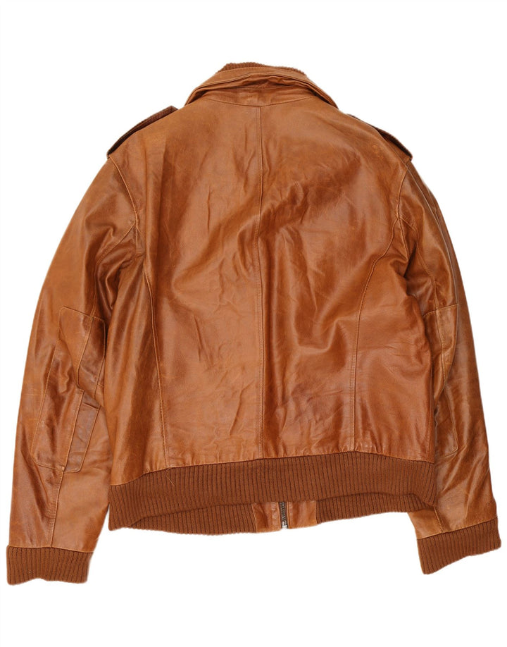 Conbipel Mens Military Leather Jacket IT 54 XL Brown