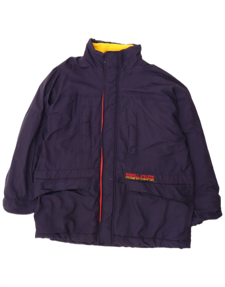 Russell Athletic Mens Windbreaker Jacket UK 44 2XL Navy Blue Nylon