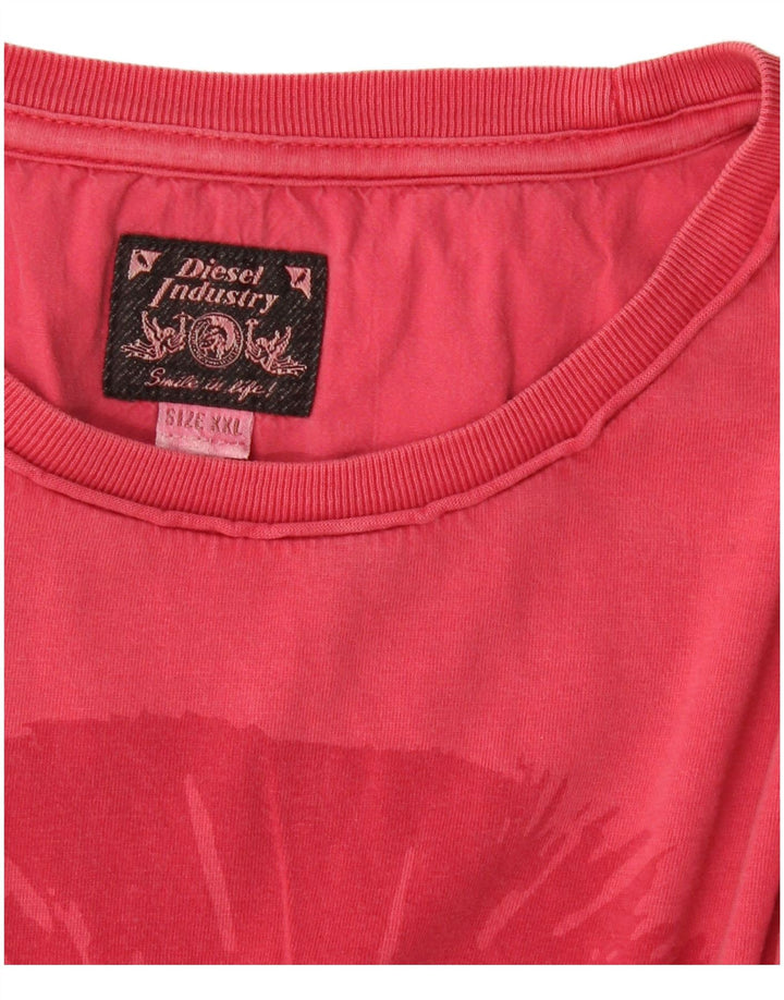 DIESEL Mens Graphic T-Shirt Top 2XL Pink