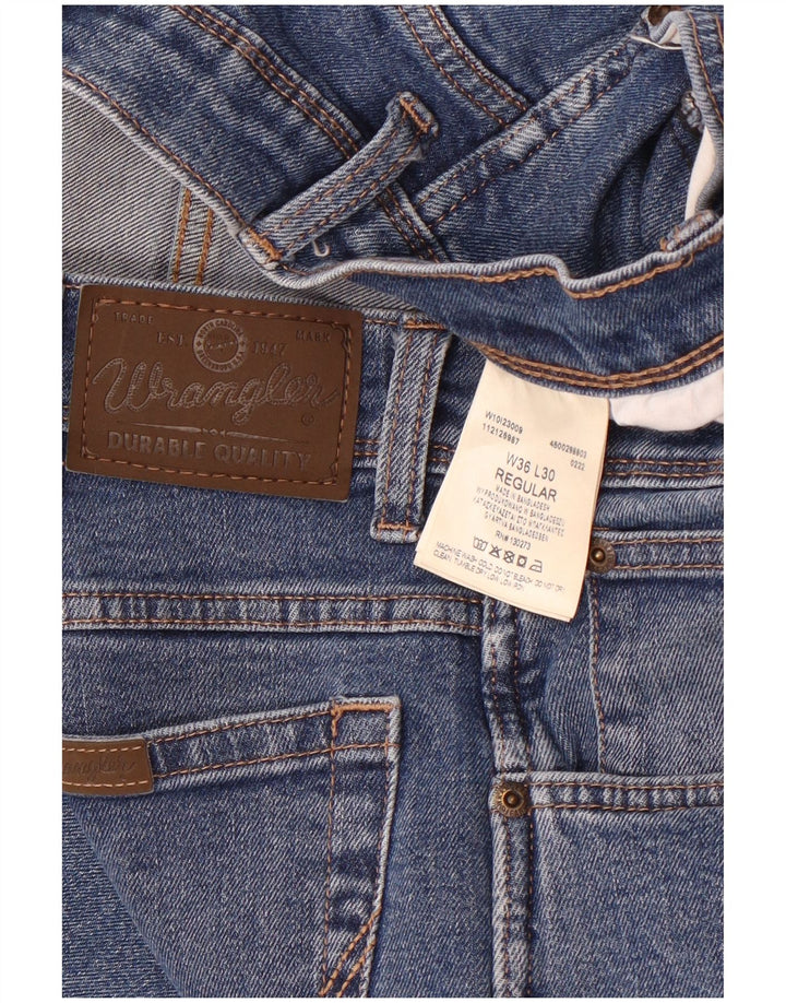 Wrangler Mens Regular Straight Jeans W36 L30 Blue Cotton