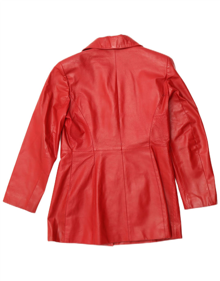 VINTAGE Womens Leather Jacket IT 42 Medium Red Leather