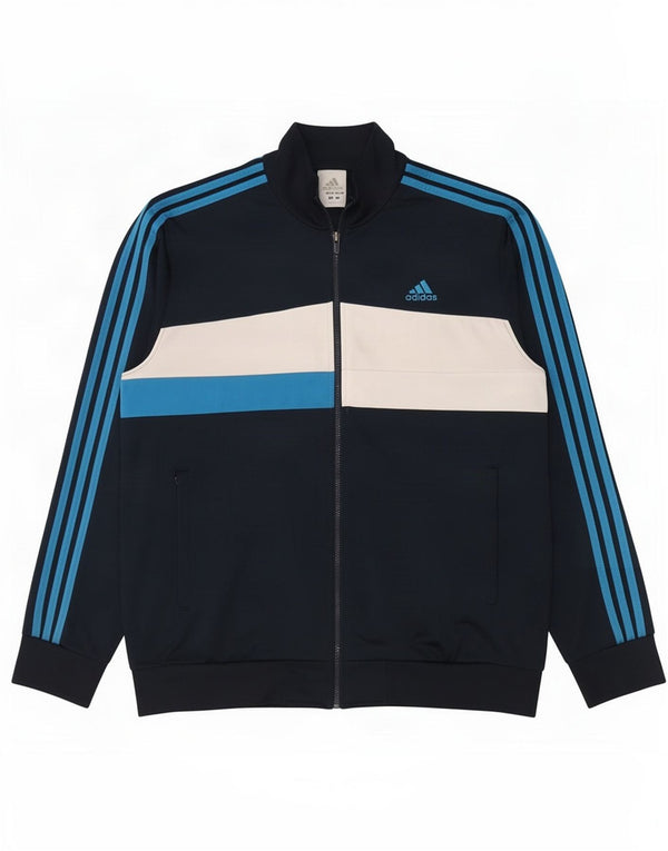 Adidas Mens Tracksuit Top Jacket UK 46/48 XL Navy Blue Colourblock