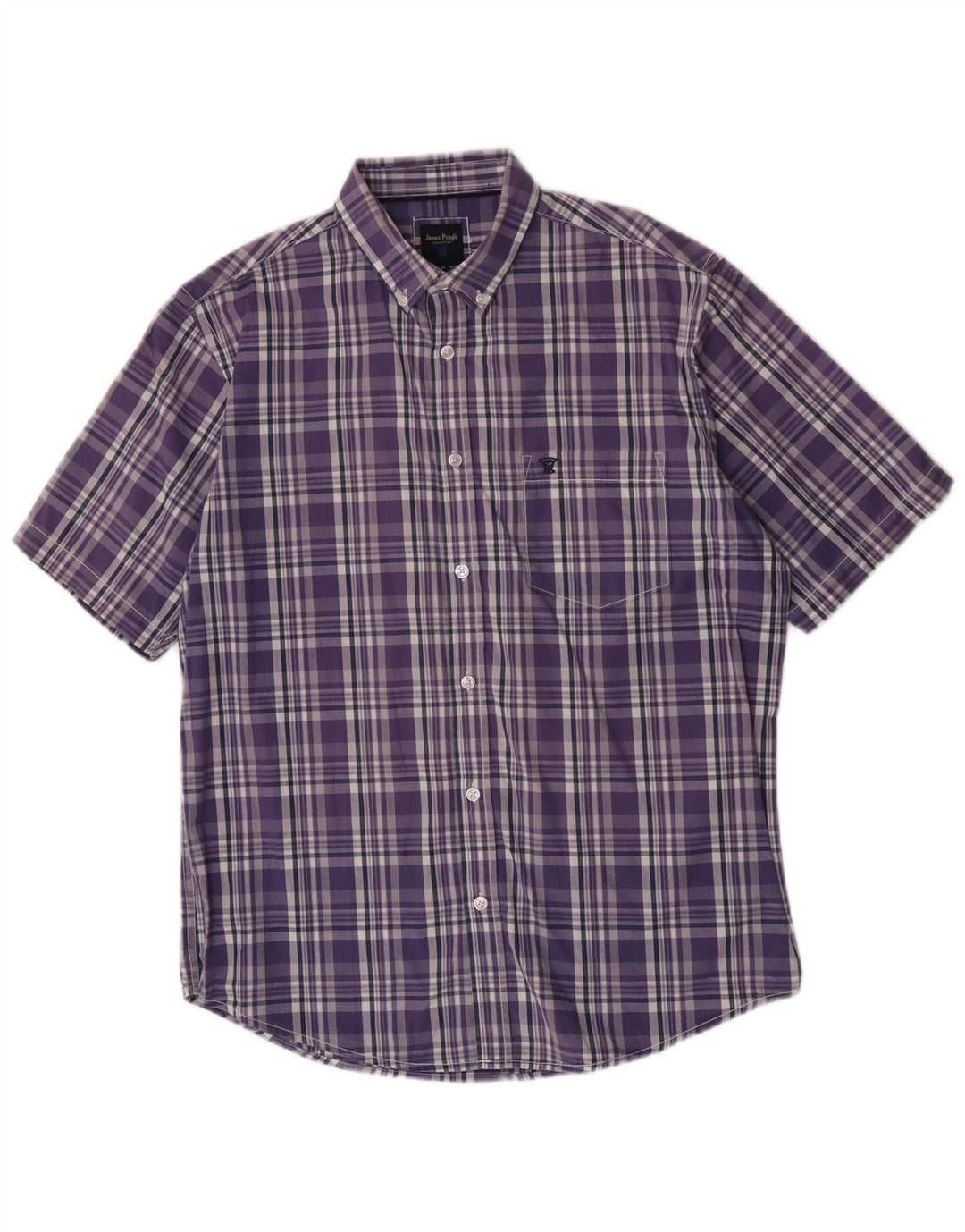 James Pringle Mens Short Sleeve Shirt Medium Purple Check