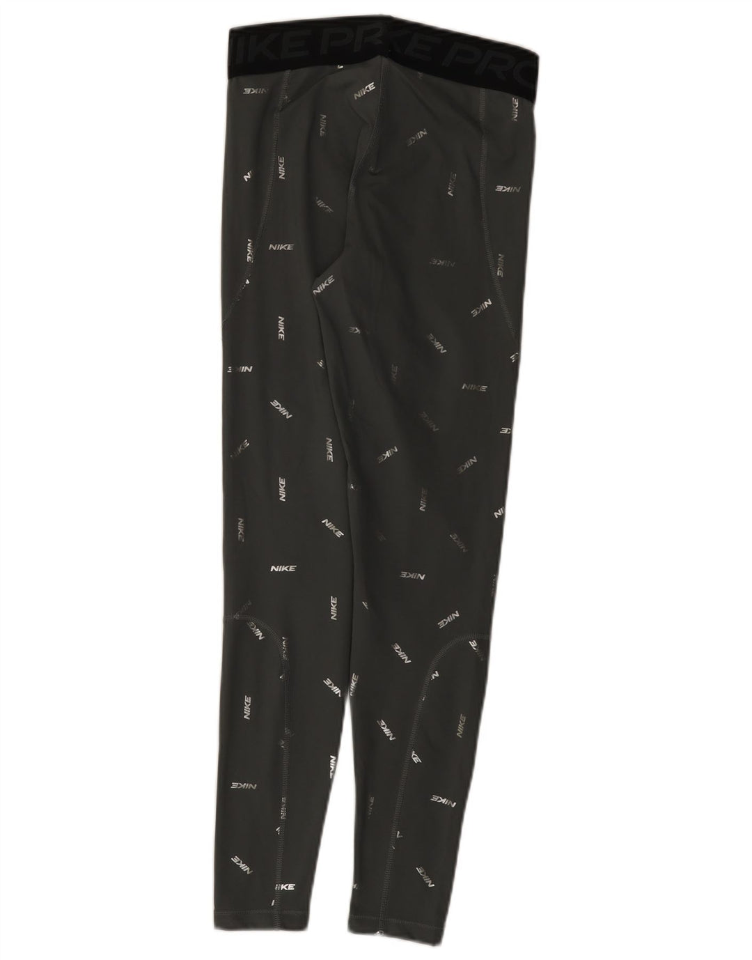 Nike Womens Dri Fit Graphic Leggings UK 12 Medium Grey Polyester
