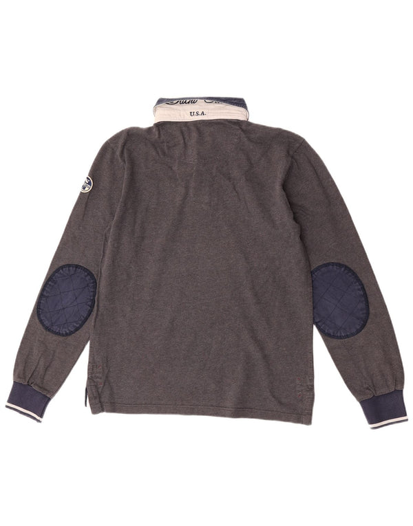 North Sails Mens Graphic Rugby Polo Shirt Medium Grey Colourblock