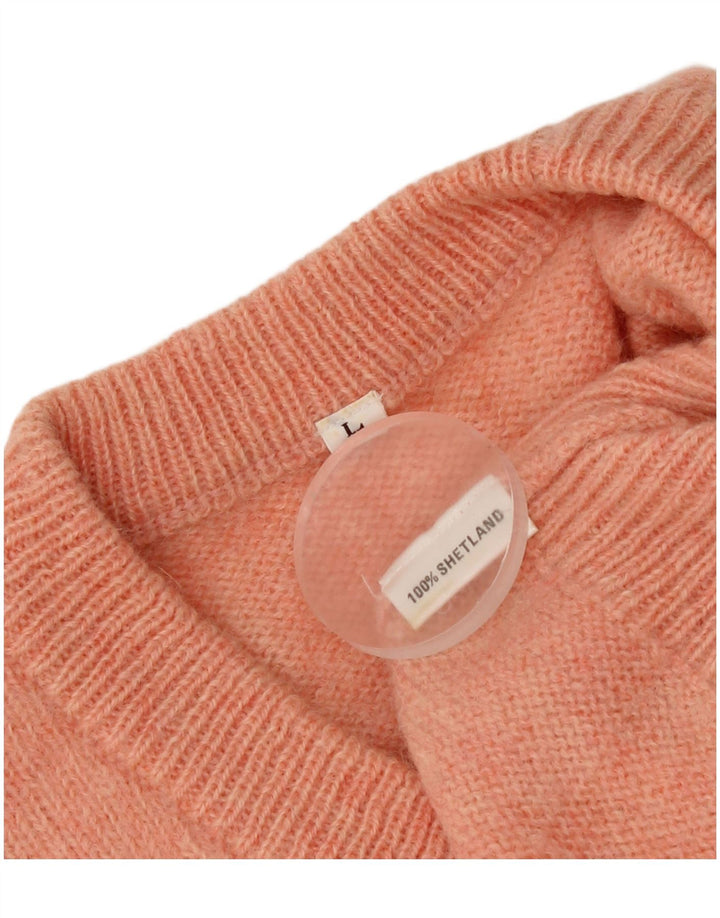Vintage Mens V-Neck Jumper Sweater Large Orange Argyle/Diamond
