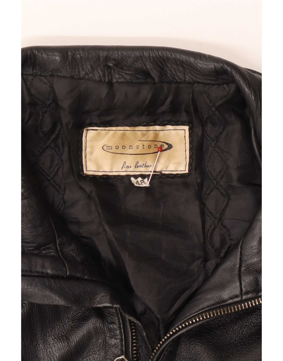 Moonstone Womens Crop Leather Jacket IT 48 XL Black