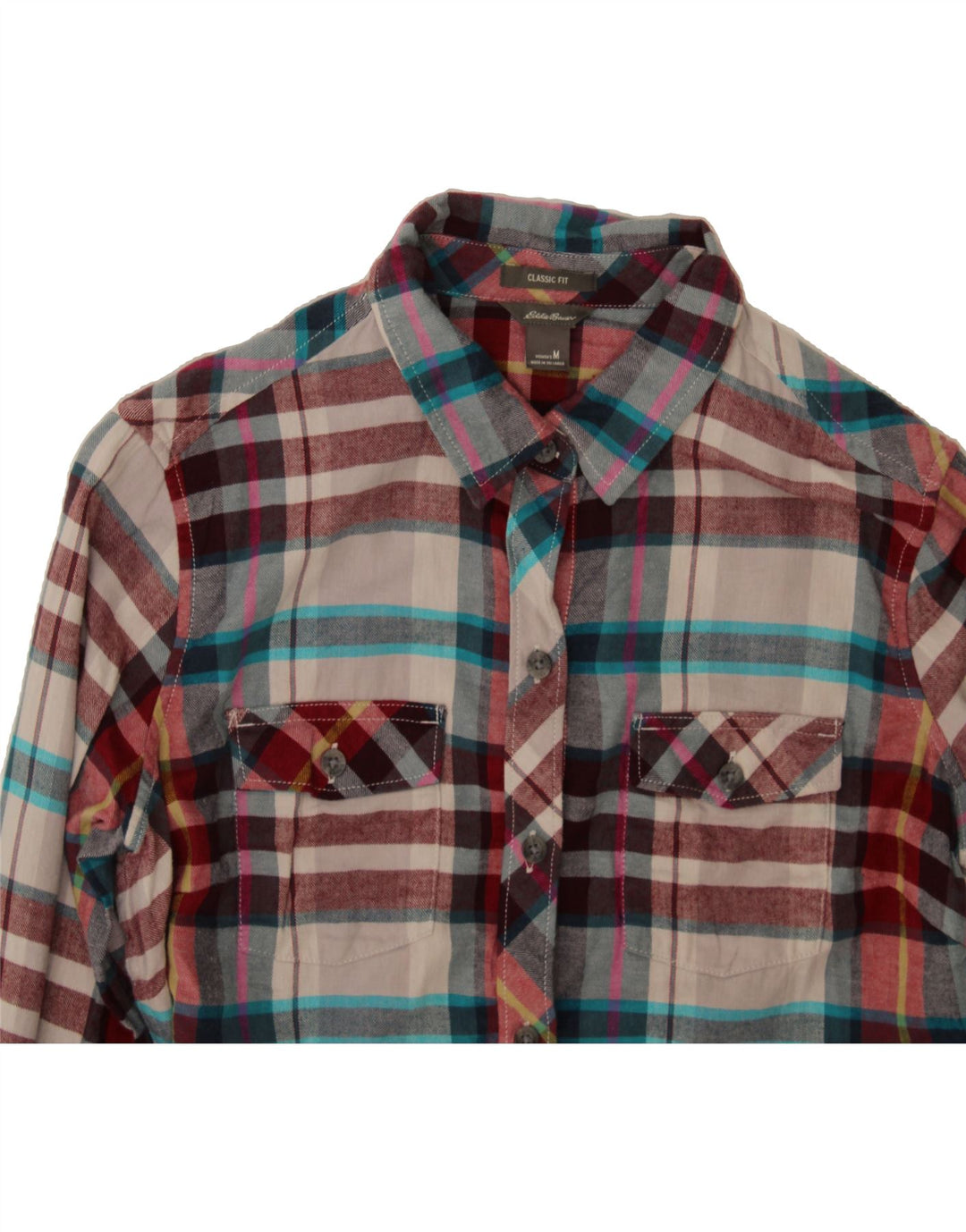 EDDIE BAUER Womens Flannel Shirt UK 14 Medium Multicoloured Check Vintage Eddie Bauer and Second-Hand Eddie Bauer from Messina Hembry 